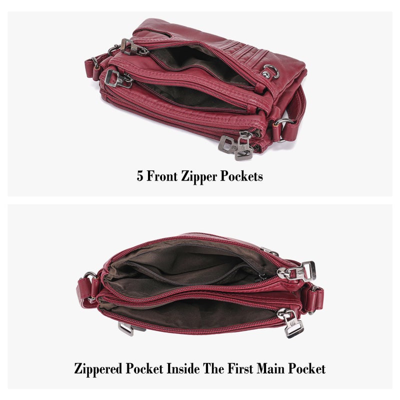 MINICAT Multiple Pockets Small Crossbody Purse Cell Phone Purse Shoulder Bags for Women Cross Body Bag for Woman(Dark Red Small) - Image 4